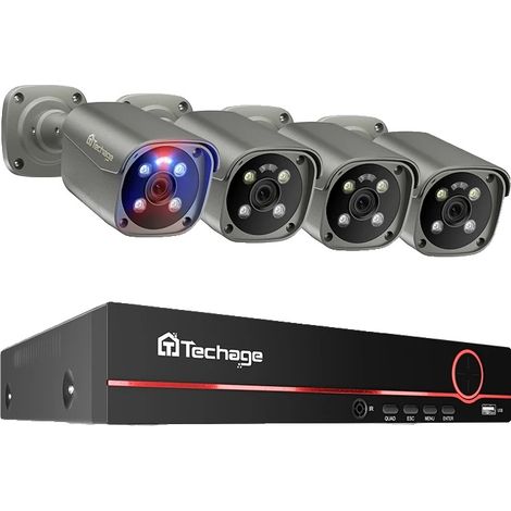 Système de Caméra de Sécurité, Résolution 4K, Audio Bidirectionnel, 8CH NVR 4PCS Caméra-b, 3T(sport en plein air)-c (1/2)