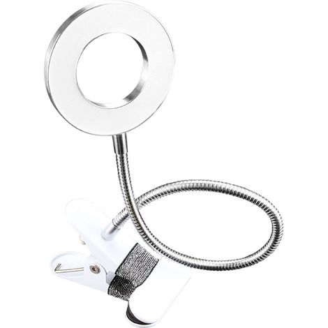 Lampe de Bureau LED à Intensité Réglable, Pince Creuse pour Lecture, Maquillage, Tatouage, Type Annulaire (1/5)