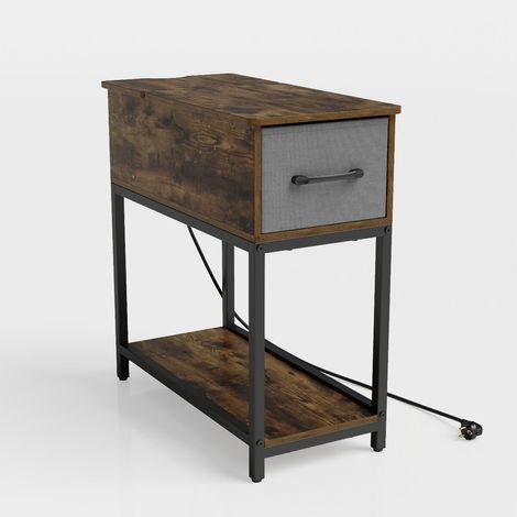 Charge intégrée, table de chevet LED RGB avec tiroir en tissu et étagère ouverte, pour lit ou canapé (1/2)