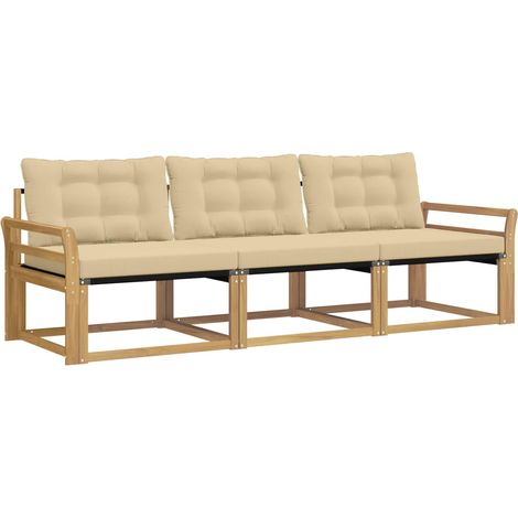 vidaXL Outdoor Sofa Set 3 pcs White and Beige