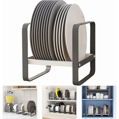 Porte-assiettes égouttoir multifonction en acier au carbone avec coussinet en silicone pour grande cuisine (1/5)