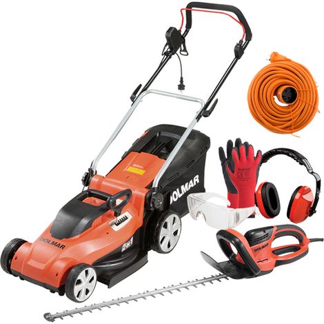 PACK - DOLMAR Tondeuse Électrique 1600W 41cm EM410 + Taille-Haie 670W 65cm HT6510 + Rallonge 40m + Équipements Protection