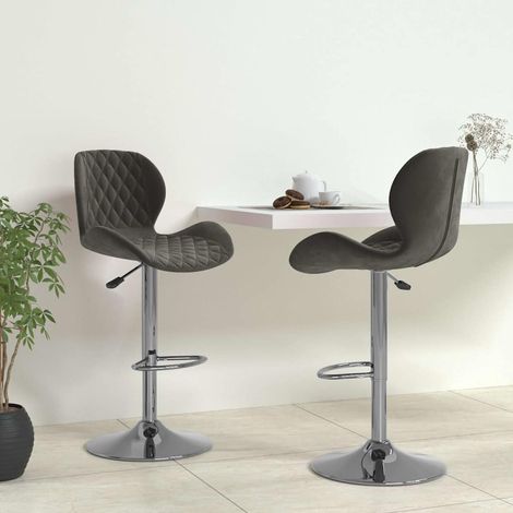 vidaXL Taburetes de cocina 2 unidades terciopelo gris oscuro (1/5)