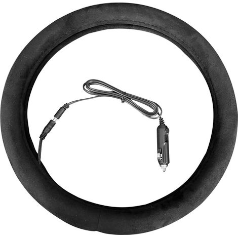 Housse de volant pour homme 12 V – Accessoires de voiture chauffants et doux Enveloppe de volant – Pour camions, camionnettes, camping-cars, trajets quotidiens, voyage, voyage, travail (1/5)