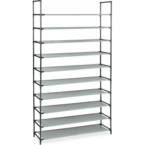 Zapatero extensible abierto para pasillo o recibidor 176,5 x 99 x 29,5 cm diseño minimalista en metal negro 130010293 (1/5)