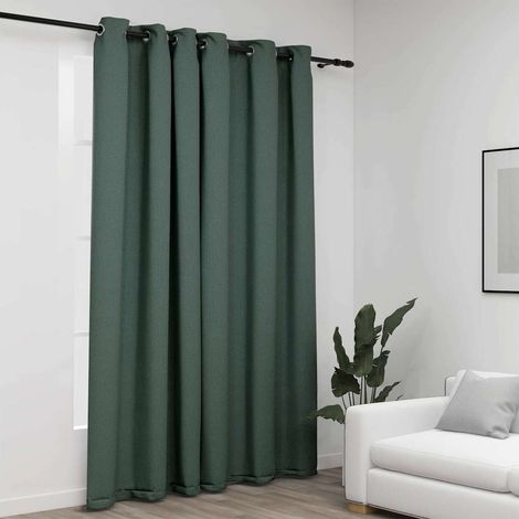 Rideau occultant Aspect de lin avec œillets Vert 290x245 cm (1/5)