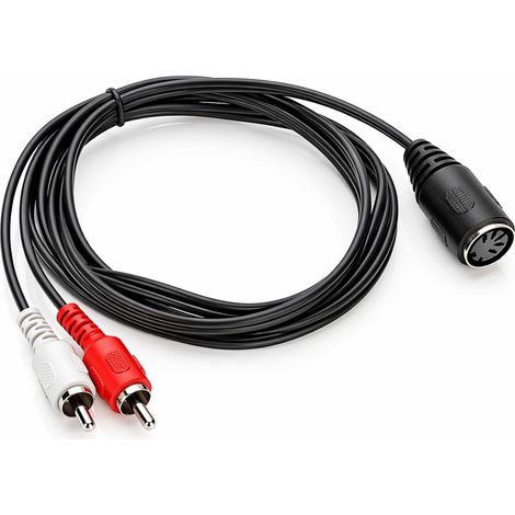 Câble audio MIDI vers RCA 1.5 m, 5 broches DIN mâle vers 2 prises RCA phono mâles, pour systèmes stéréo, Câble adaptateur RCA pour lecteur CD magnétoscope, chaîne DVD (1/5)