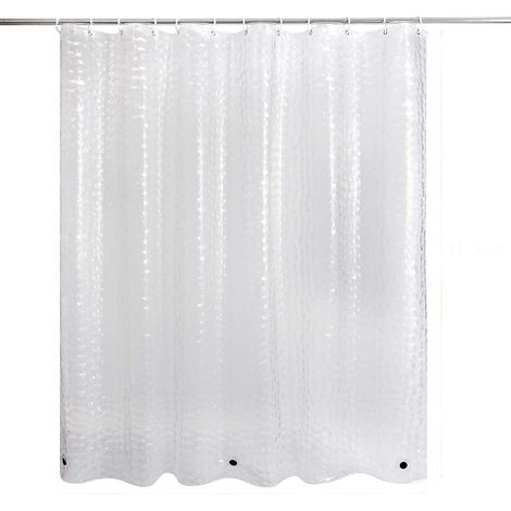 Rideau De Douche - EVA Anti-Moisissure - 183 x 183 cm - Imperméable Antibactérien - Motif Pierre 3D - Avec Aimants En Bas Et 12 Anneaux - 1 Pièce