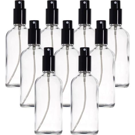 Flacon Spray Vide 100ml, Transparent Bouteille Spray Verre, avec Brouillard de Pulverisateur Fine, pour Huiles Essentielles, 9Pcs (1/5)