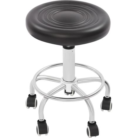 Tabouret de bar roulant – Hauteur réglable 45-57 cm, 5 roulettes, charge 150 kg – Pour salon de coiffure, bar, atelier