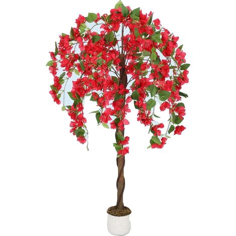 Árbol de buganvilla artificial, diseño realista, para uso interior y exterior, rojo y rosa. (1/2)
