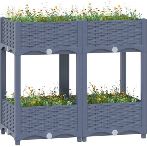 Jardinière de jardin - Balconnière à fleurs Lit surélevé 80x40x71 cm Polypropylène BV488059 - BonneVie (1/5)