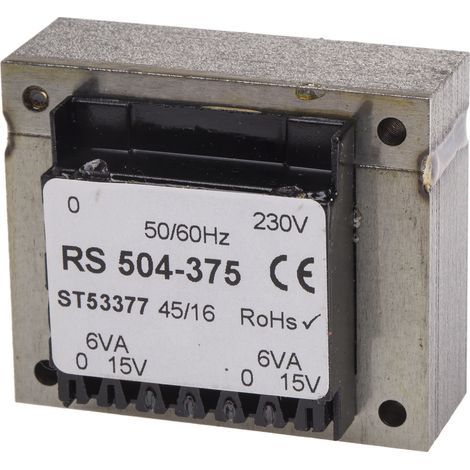Transformateur pour circuit imprimé, Vin V c.a., Vout 15V c.a., 2 sorties, 12VA ( Prix pour 1 )