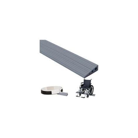 100 x 6.5 x 2.5cm Rampe Seuil Porte, Rampe Fauteuil Roulant Autocollante PVC, Seuil Porte Caoutchouc Surface Antidérapante, Bande Transition pour Poussette,Déambulateur,Scooter,Robot Aspirateur (Gris)