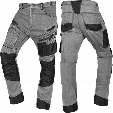 Pantalones de trabajo vaqueros, Oxford reforzados, grises, talla XL (1/5)