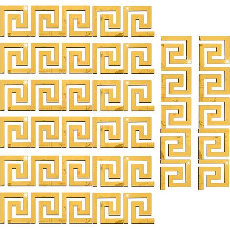 Autocollants Muraux 3D, Lot de 40 Miroir Acrylique Adhésif Autocollant, Stickers Muraux 3D Miroir, Miroir Muraux Decoratif, Pour la Maison, la Chambre à Coucher, le Fond de la Décoration(Or, 10x10cm) (1/4)