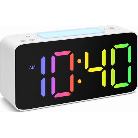 RGB Electronic Alarm Clock with Large Sound-Activated Screen for Desk White (1/5)