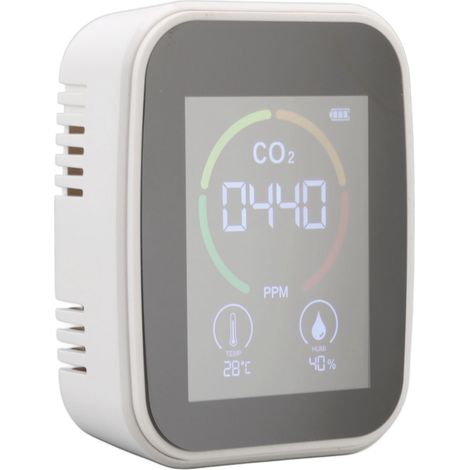 Raumluftqualitätsmonitor, CO₂-Detektor, TVOC-Temperatur- und Feuchtigkeitsmesser, Weiß (1/5)