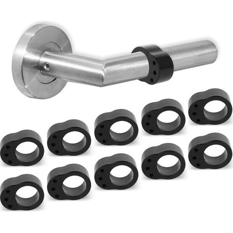 Set di 10 fermaporta a forma di O in PVC di alta qualità - Impugnatura elastica e protezione dagli urti, colore nero.