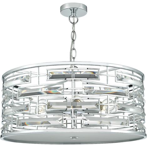 DAR SEVILLE - Suspension cylindrique K9 cristal poli chrome, 6x E14 (1/5)