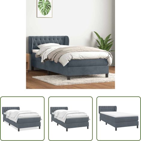 vidaXL Samt - Boxspringbett mit Matratze Dunkelgrau 80x210 cm Samt (1/5)