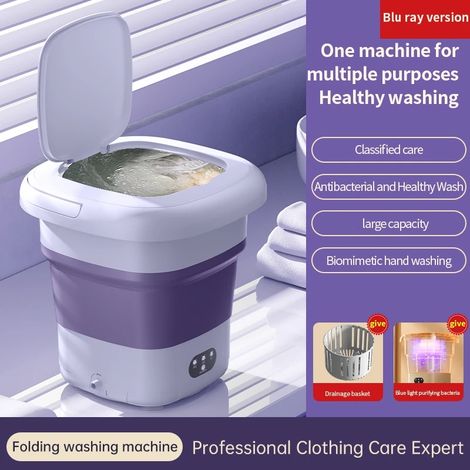 Machine à laver portable pliable de 9 litres avec essoreuse (violette) (1/5)