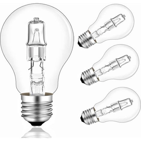 Lot de 4 ampoule halogène, A55 E27 42W, ampoule dimmable e27 2700K Transparent, Globe A55 Halogène E27 AC 230V 250LM pour Lustre, Applique, Lampadaire(ampoule e27 blanc chaud). (1/5)