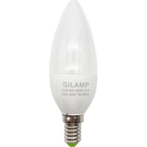 Lampadina a Led attacco E14 8w Candela oliva a vite LE14-N-8WLuce Neutra Naturale 4200k