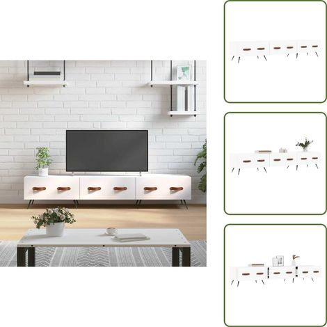 TV-Schrank Weiß 150x36x30 cm Holzwerkstoff - TV Schrank - Fernsehtisch - Holzwerkstoff Möbel - Weißer TV Stand - Wohnzimmermöbel (1/5)