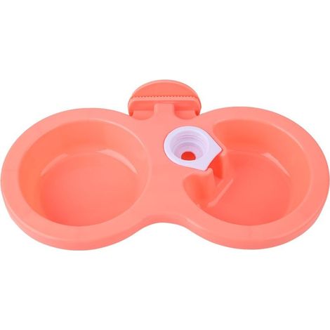 Double bol suspendu pour animaux de compagnie, chat, chien, chiot, distributeur d'eau et de nourriture pour cage, petite (rose) (1/5)