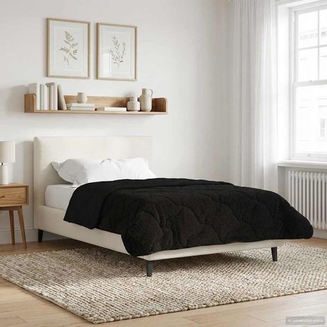 Ganzjahresbettdecke Gepolstert Schwarz 155 x 200 cm