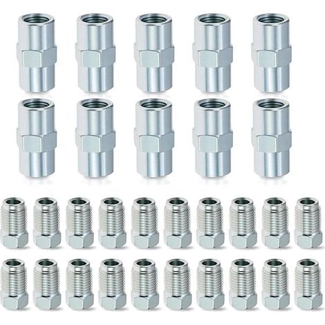Kit de raccords pour conduites de frein, comprenant 20 raccords et 10 connecteurs, raccords professionnels pour conduites de frein de 4,75 mm sans évasement, kit d'outils d'évasement, bague de coupe p (1/5)