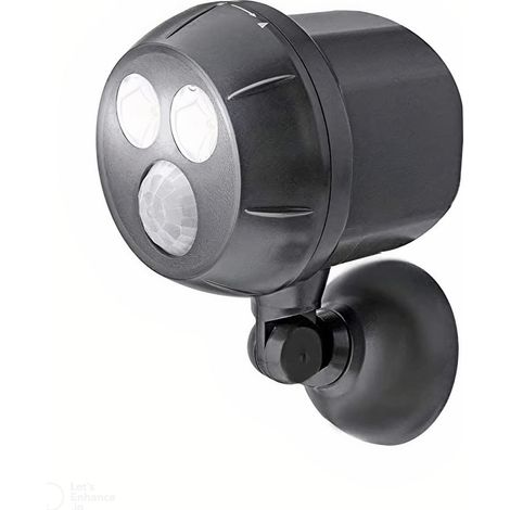 Projecteur LED Extérieur - Détecteur de Mouvement - Étanche IP44 - 300 Lumen - Piles D - Pour Maison Garage Cour Allée Jardin - 1 Pièce