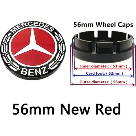 (56 mm, rouge neuf, 20 pièces) - Cache-moyeux de roue Mercedes-Benz 3 broches GLA GLB GLC A B C E (1/5)