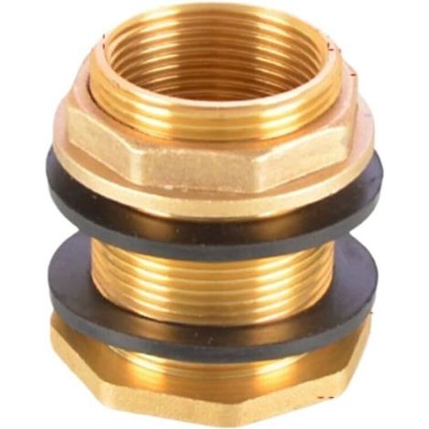 Connecteur de réservoir d'eau en laiton, raccord de réservoir NPT femelle de 2,5 cm et mâle NPT de 3,8 cm avec plaques déflectrices, joint étanche pour réservoirs d'eau en plastique et barils de (1/5)