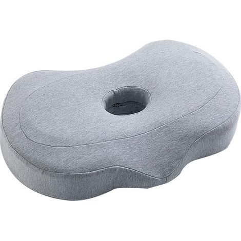 Oreiller avec trou pour les oreilles, protège-nuque lavable et confortable, coussin pour dormir sur le côté, gris clair (1/5)