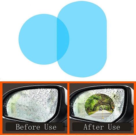 Lot de 2 films protecteurs transparents imperméables et anti-pluie pour rétroviseurs de voiture (100 x 100 mm, 100 x 145 mm, 80 x 80 mm). (1/5)