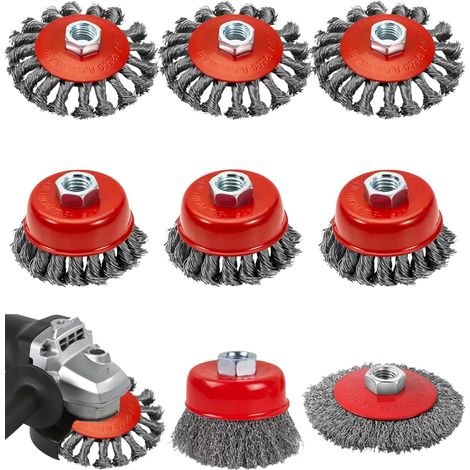 8pcs metal brush grinder for angle grinders, size M14, diameters of 80 mm and 120 mm, metal brush grinder for cleaning, removing rust, polishing and grinding.
