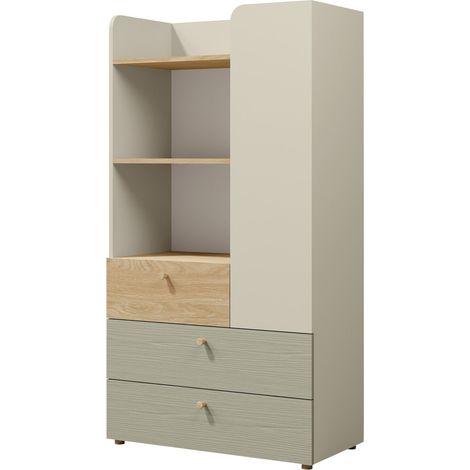 Estantería Domcali 105, Gris + Roble, Con puertas, Cerrable, Con cajones, Aglomerado laminado, Número de puertas: 0, Número de cajones: 0, 150x80x40cm