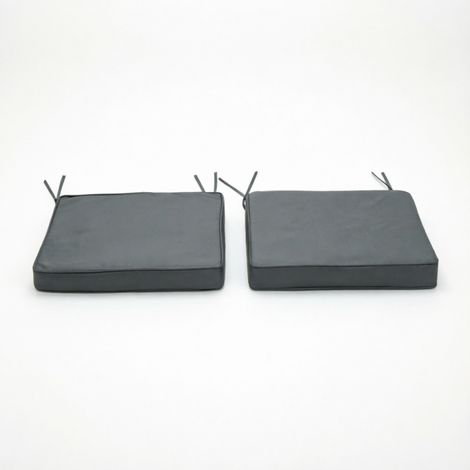 Set di 2 cuscini da sedia per esterno 45x45x5 cm in poliestere grigio scuro FloraGrace (1/5)