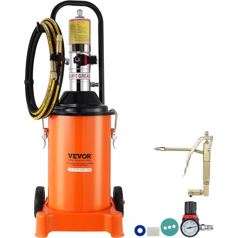 Pompe à Graisse Pneumatique Rapport de Pression 50:1 Pompe à Seau de Graisse Pneumatique 12 L Pistolet à Graisse Pompe à Graisse Portable sur Roues avec Tuyau 4 m Buse 360° Raccord NPT Standard (1/5)