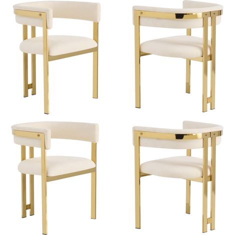 Conjunto 2 sillas comedor chenilla beige dorado OKMYHOME (1/2)