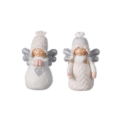Statuetta Statua Angelo di Natale in tessuto Natalizio Decorativo 28 cm