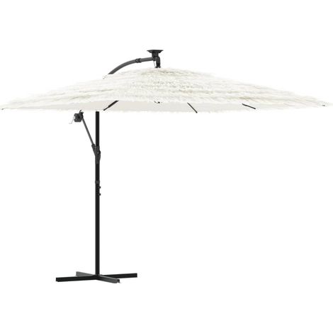Sombrilla de jardín con mástil de acero 269 x 269 x 235 cm protección solar mecanismo de manivela poliéster blanco 020056381