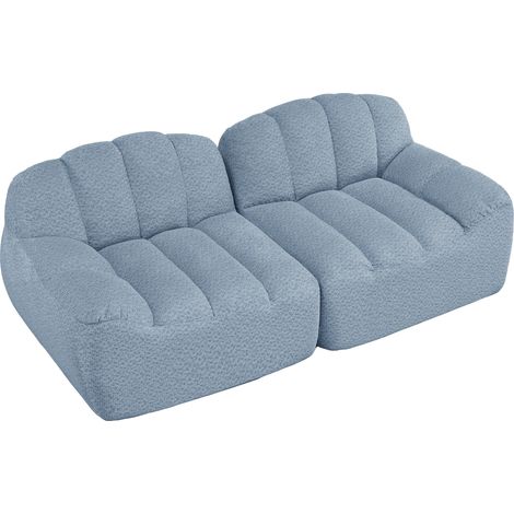 Sofá modular de 2 plazas sin estructura, forma de concha, azul, 210 x 104 x 79 cm, HOMVRA (1/5)