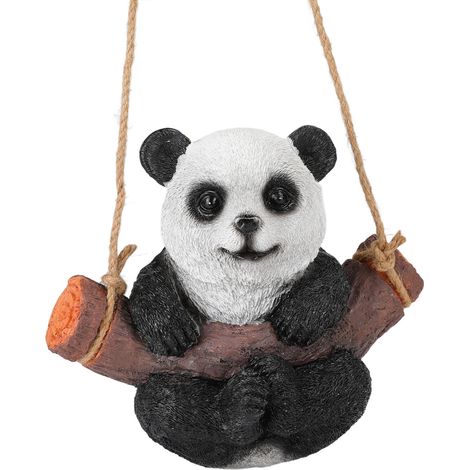 Statue de Panda en Resine pour Jardin, Balançoire Décorative Extérieure - Idéal Terrasse, Pelouse, Bureau