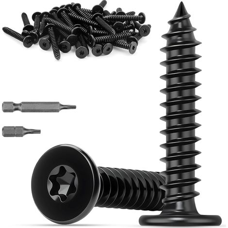 M5x40 mm Vis à Bois Torx en Inox à Tête Plate 50 Pièces Acier Inoxydable 304 Vis Torx Autotaraudeuses à Tête Bombée Noir pour Armoires Tables et Meubles (1/5)