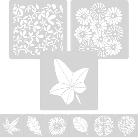 9 pochoirs décoratifs à fleurs pour peinture murale