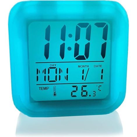 Children's Alarm Clock, 7 Colours Alarm Clock Digital LED Nightlight Lamp, Cartoon Kids Digital Bedroom Alarm Clock Bedside Nightlight Cute Silent Alarm Clock Office Alarm Clock Gift (1/4)