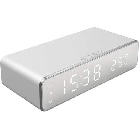 Réveil avec Station de Charge,Support de Téléphone avec Affichage de la Température Réveil avec Chargeur pour Téléphone pour Chambre, Bureau, Table de Nuit (1/5)